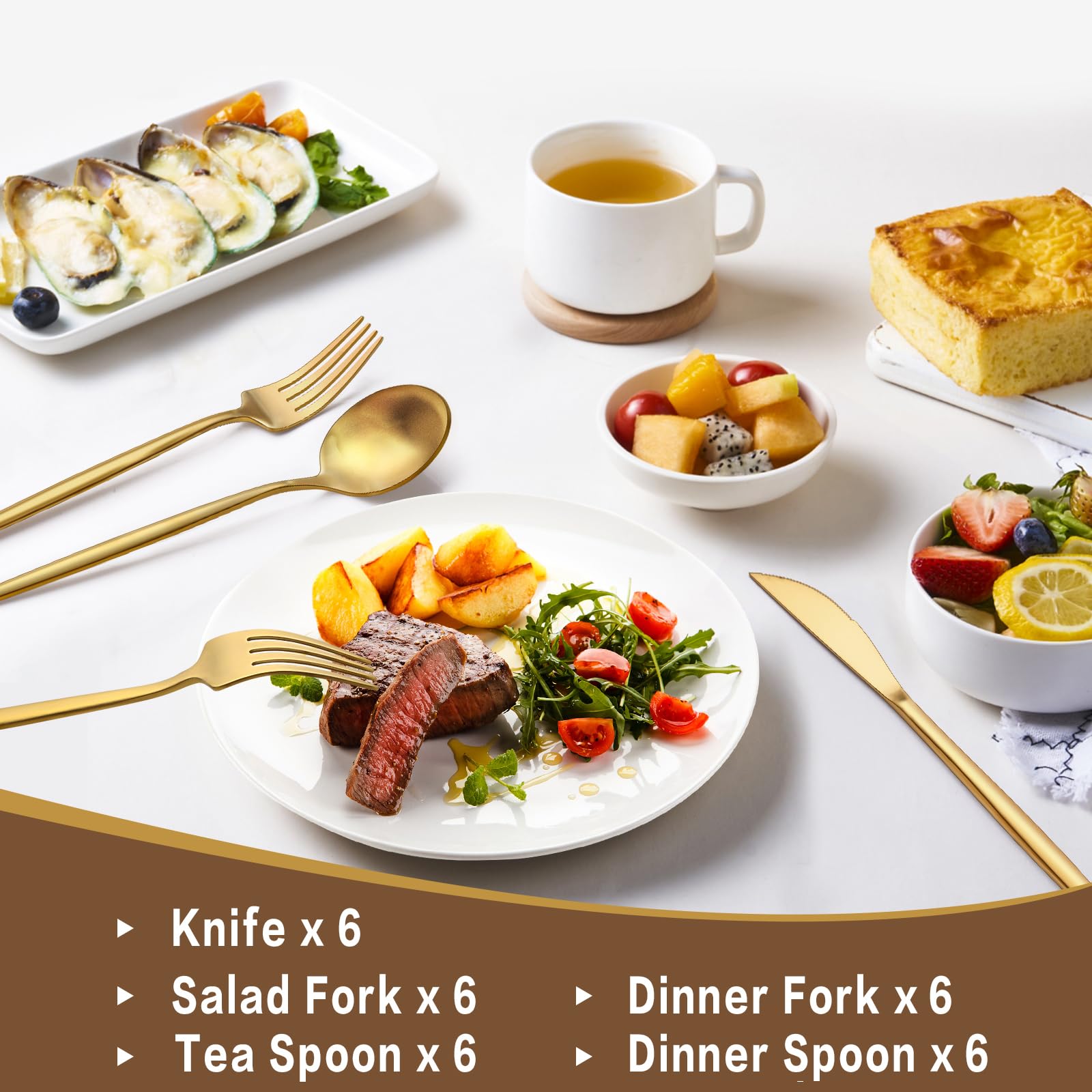 EWFEN size comparison next to common dinnerware, shows utensil proportions