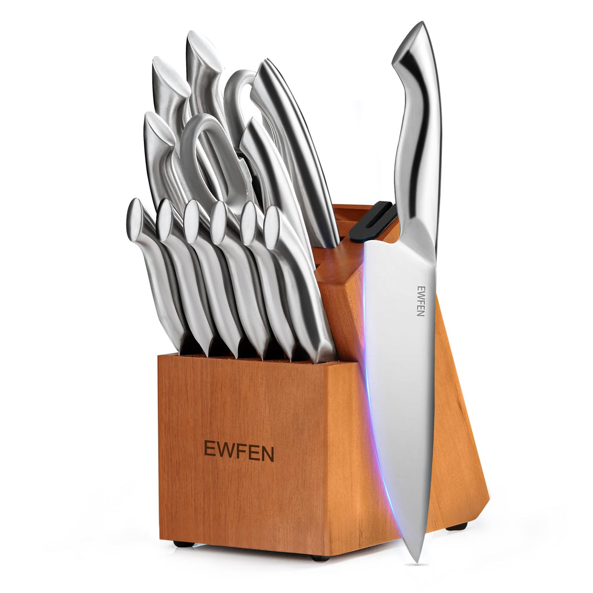 EWFEN front view of block and full knife set showing organized storage and quick access