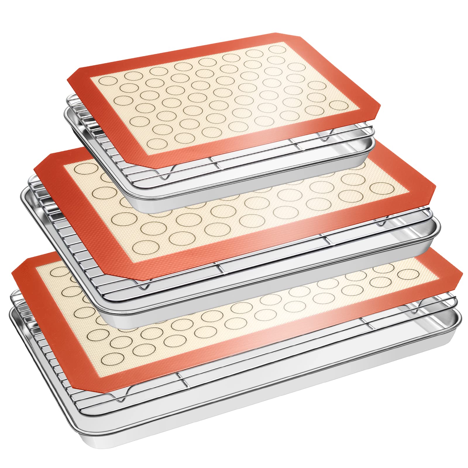 EWFEN front view of full bakeware set showing pans racks and mats, easy organization benefit