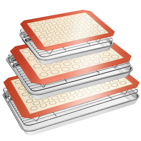 EWFEN front view of full bakeware set showing pans racks and mats, easy organization benefit
