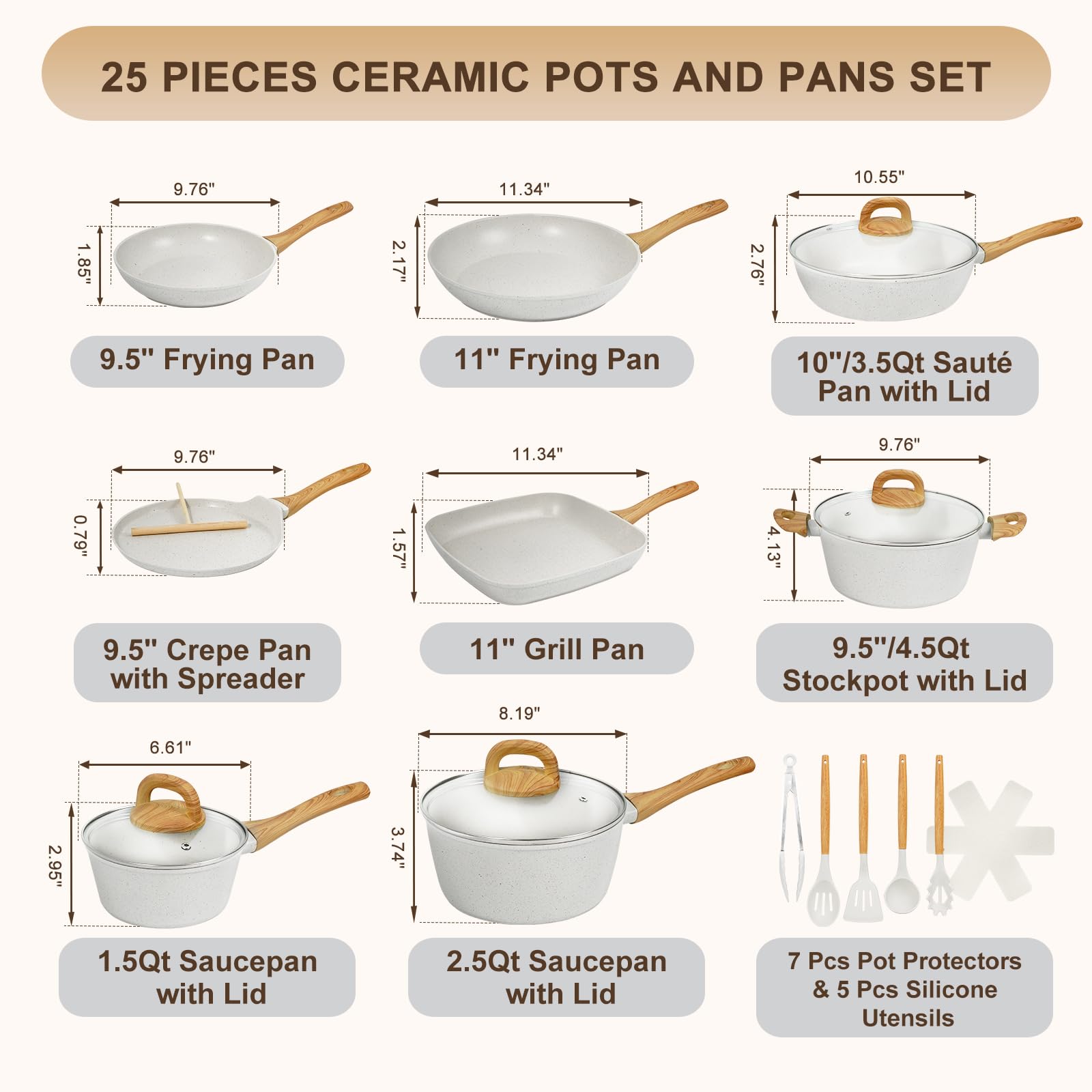 EWFEN frying pan ceramic nonstick surface close-up for easy food release benefit