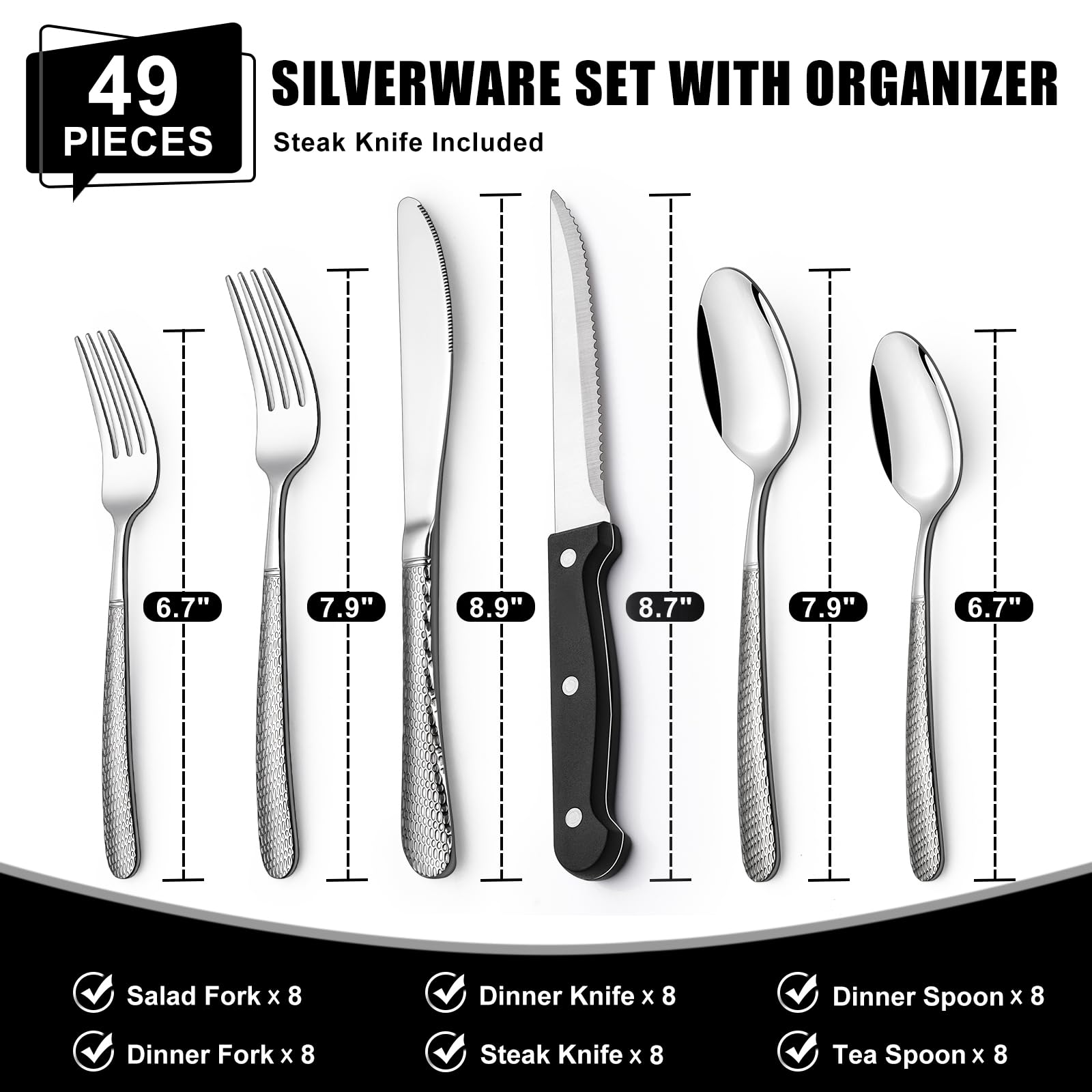 EWFEN handle detail highlighting hammered texture and comfortable ergonomic grip benefit