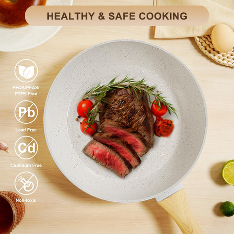 EWFEN pots and pans on an induction stove showing fast even heating benefit