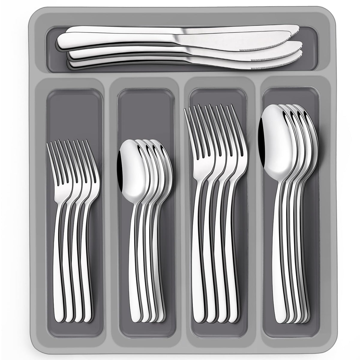 EWFEN full 40-piece set displayed, polished finish adds elegant table presence