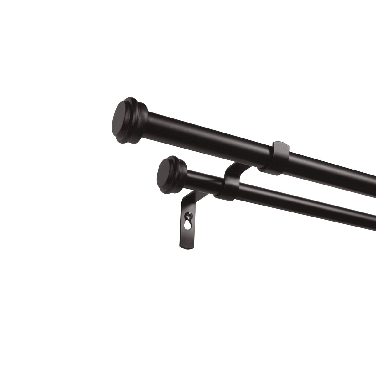 Exclusive Home curtain rod front view showing matte bronze finish and clean lines, enhances window style