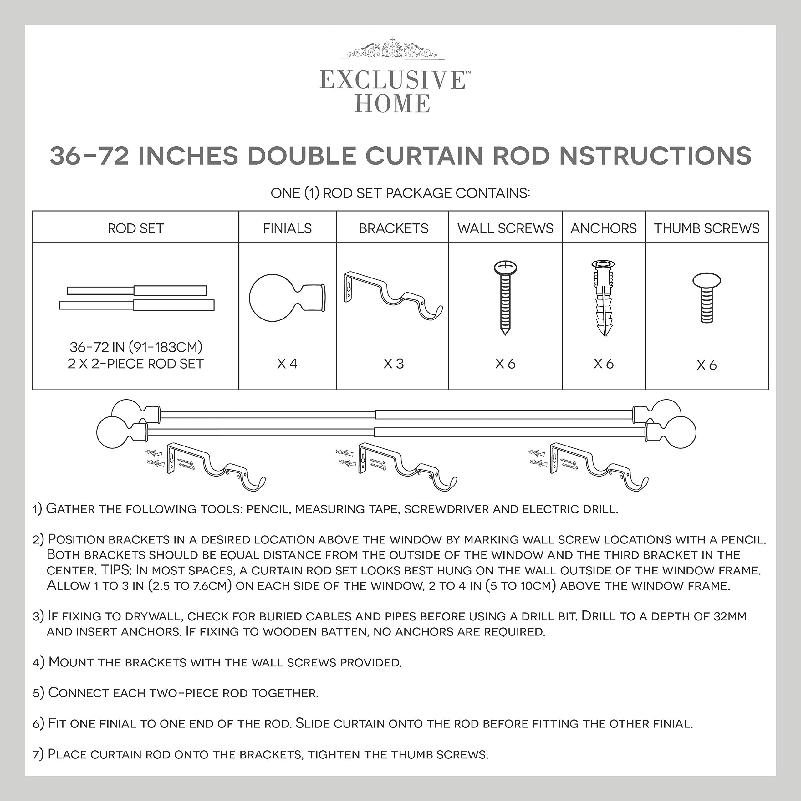 Exclusive Home rod beside tape measure showing adjustable 36-72 inch length for right fit