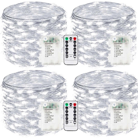 EXF front packaging showing 4-pack fairy lights and remote, ready for decorating
