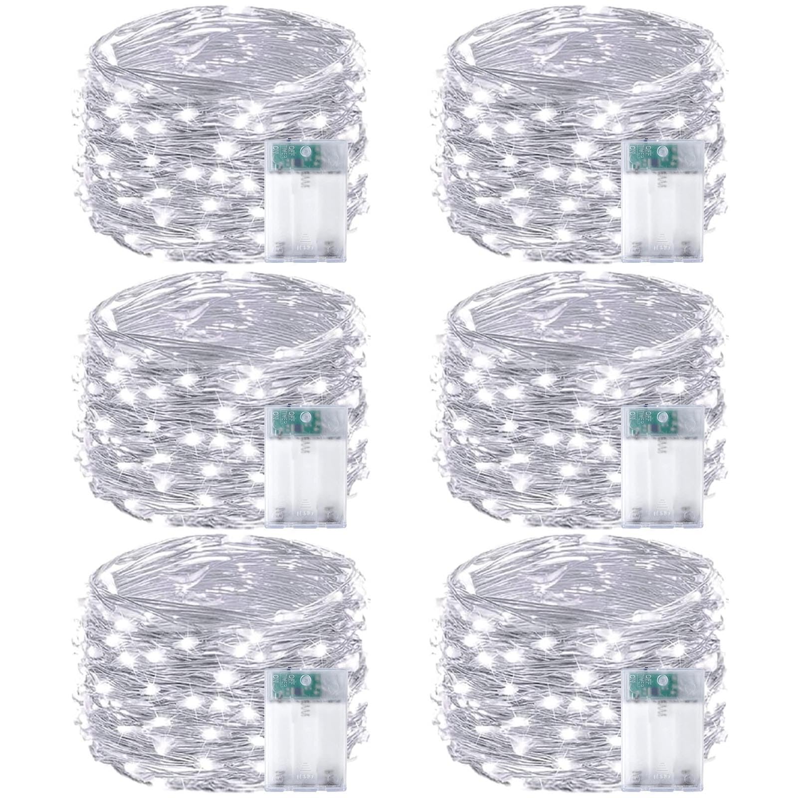 EXF front packaging showing six 16ft cool white LED strings for easy setup