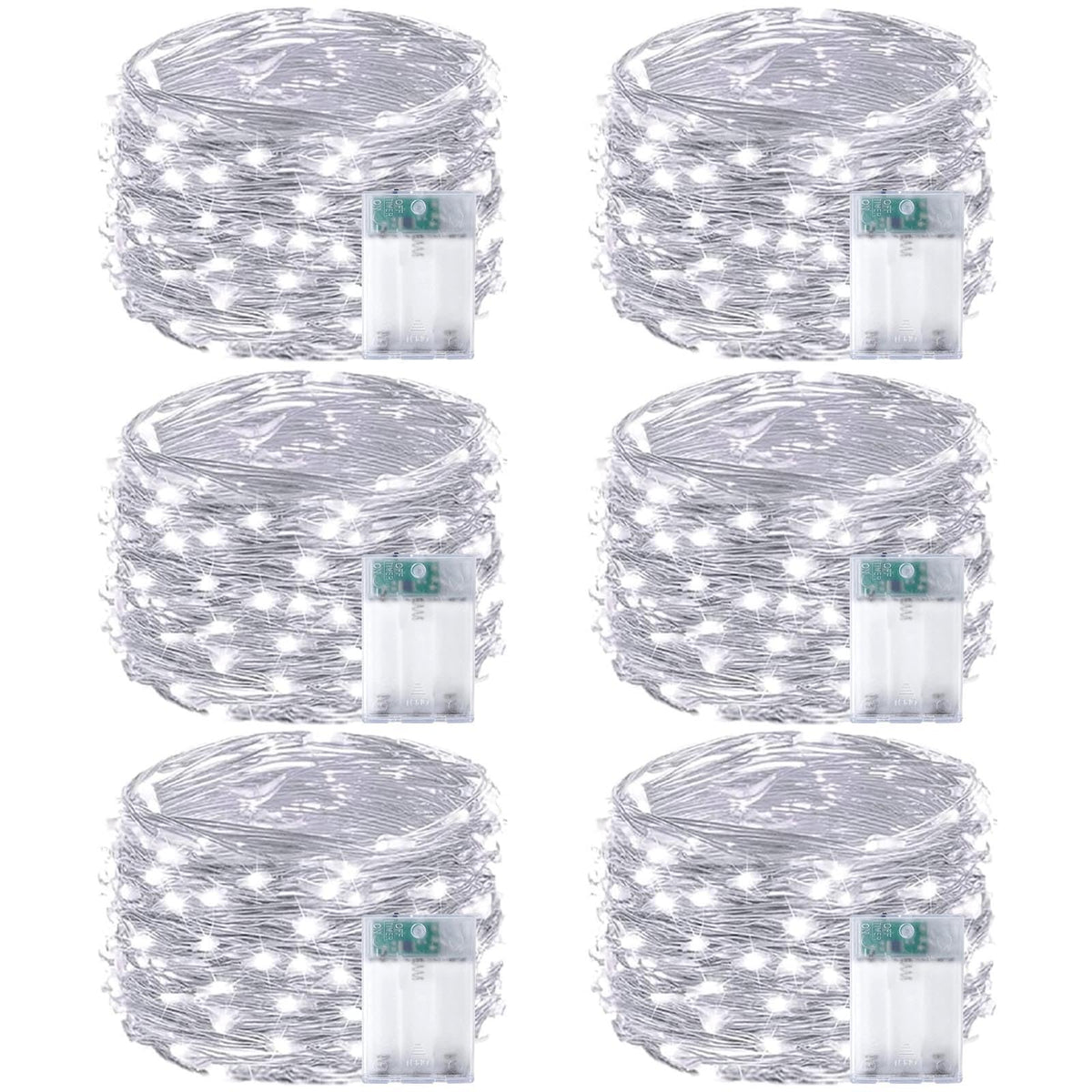 EXF front packaging showing six 16ft cool white LED strings for easy setup