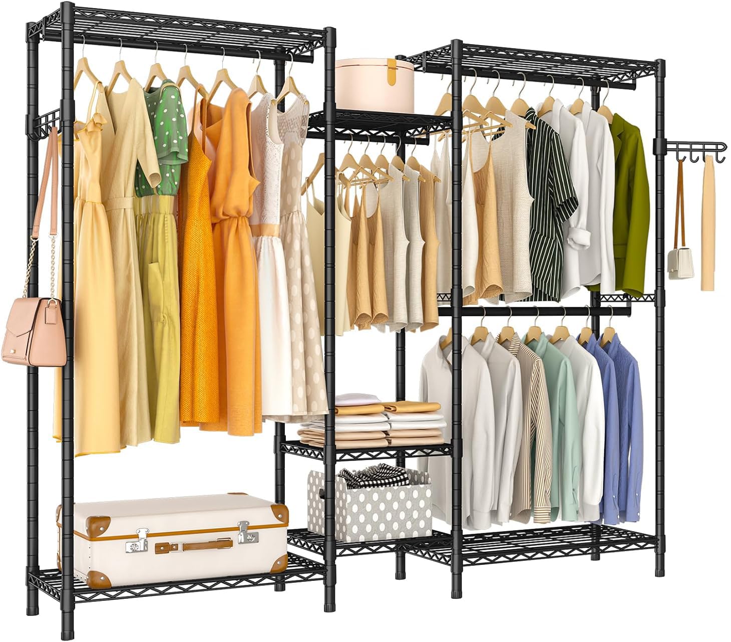 Exglobol front view showing full wardrobe rack and heavy load capacity