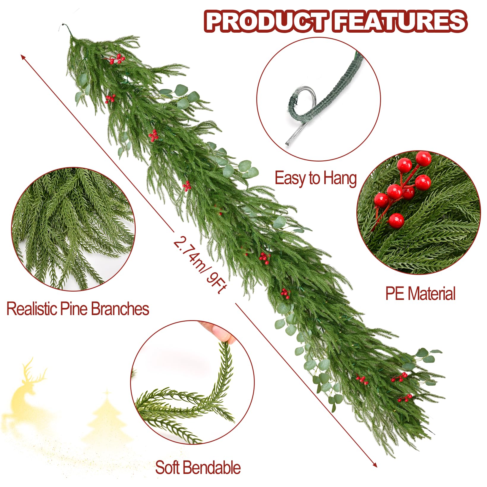 EXKRAEFT garland lit on mantel creating cozy holiday ambiance