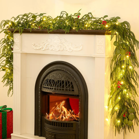 EXKRAEFT garland wrapped on staircase banister adding festive flair