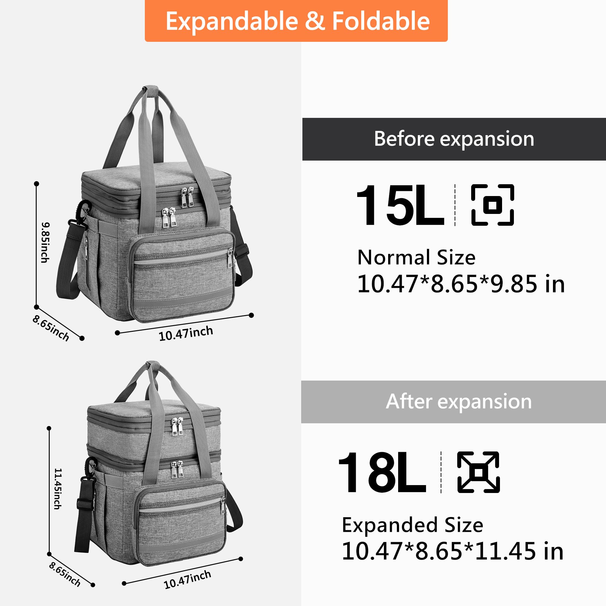 EXLIFBAG top open double-deck interior showing separated layers and utensil mesh pocket