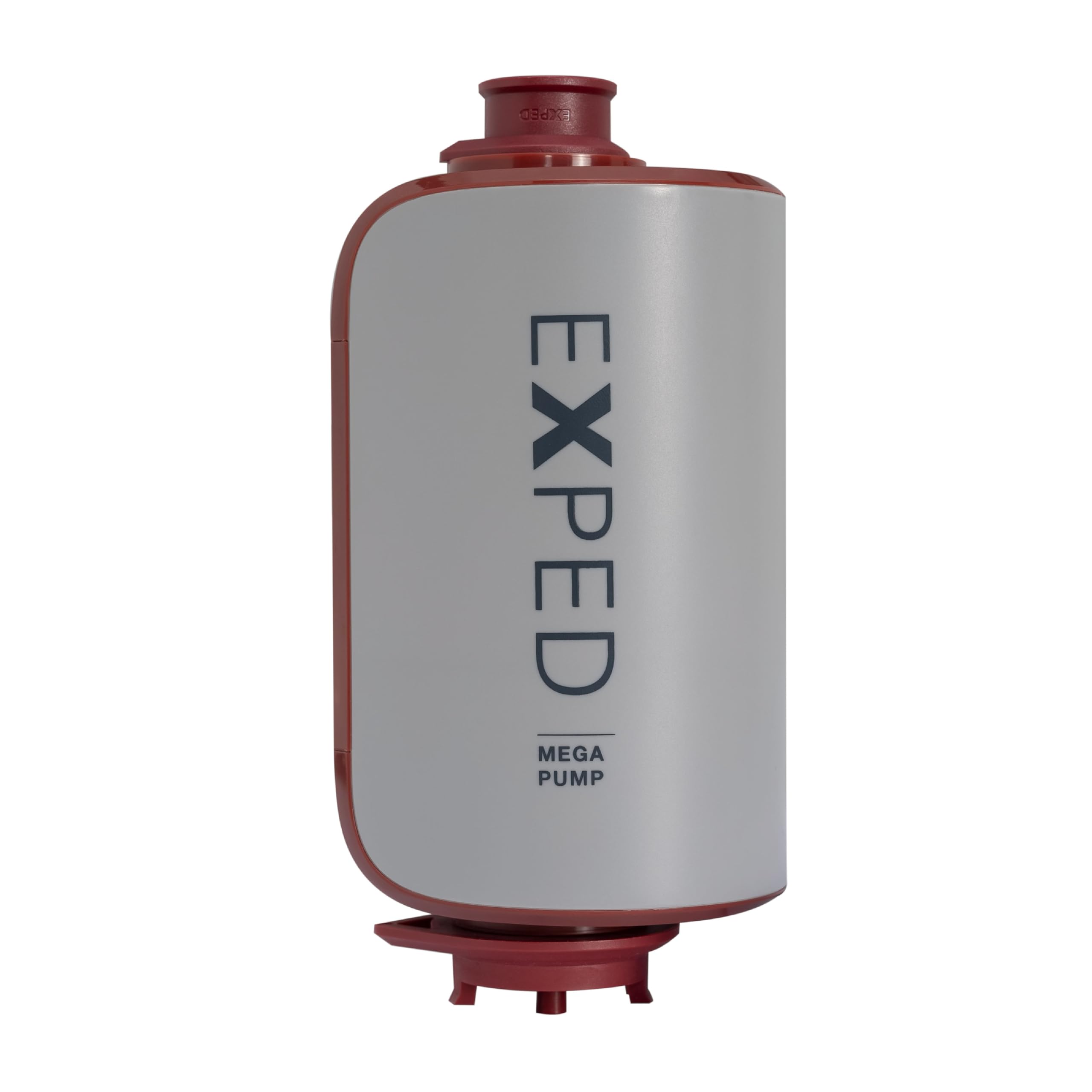Exped Mega Pump front view showing compact design and quick setup benefit