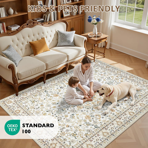 ExpediX unboxed rug packaging view showing dimensions and ready-to-use convenience benefit