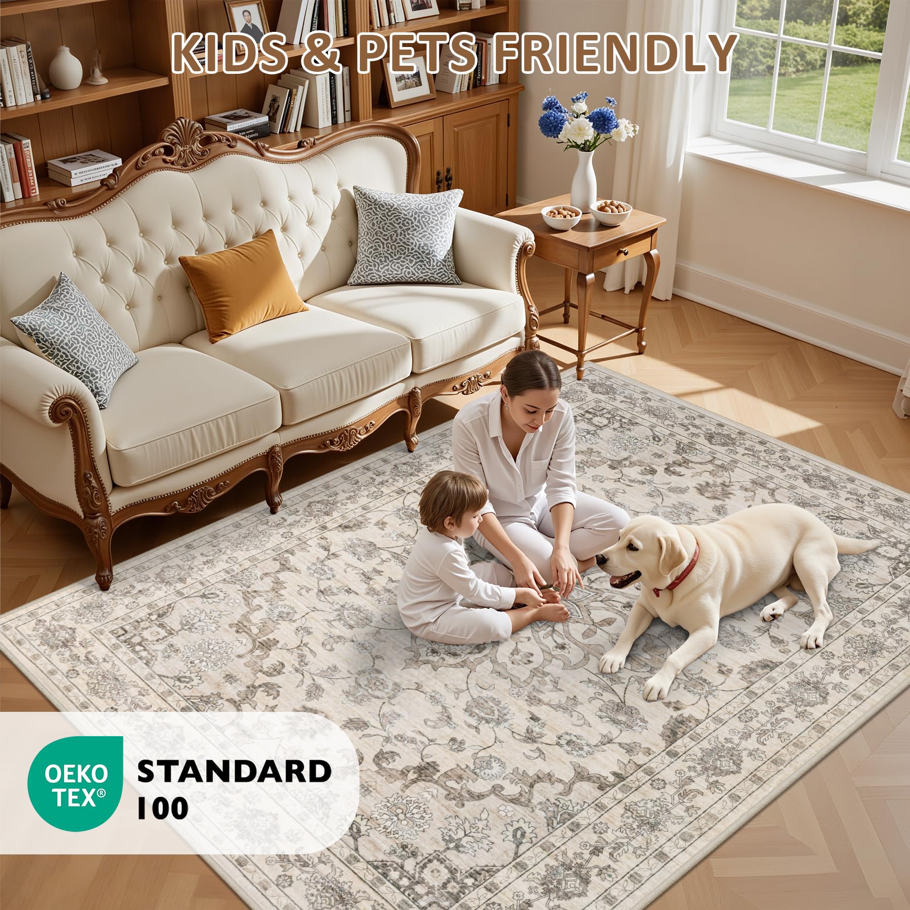 ExpediX folded rug ready for machine wash demonstrating easy-care convenience