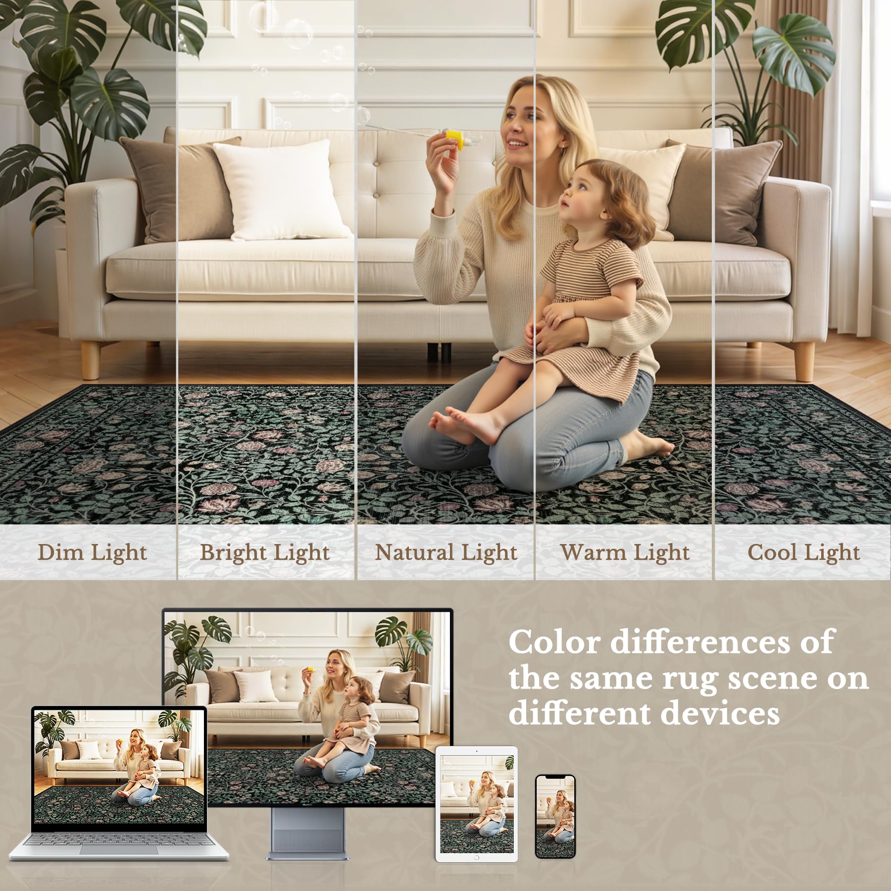 ExpediX rug in a play area with child and toys showing kid-safe, no-shed surface