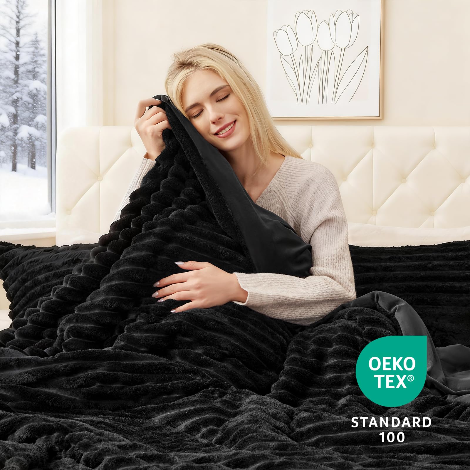 EXQ Home close-up of plush flannel texture for soft, cozy warmth