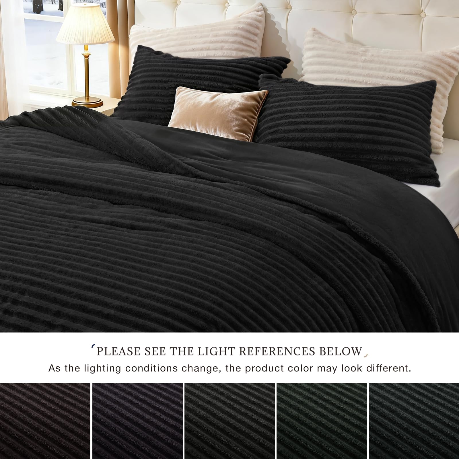 EXQ Home comforter beside ruler illustrating king-size coverage and fit