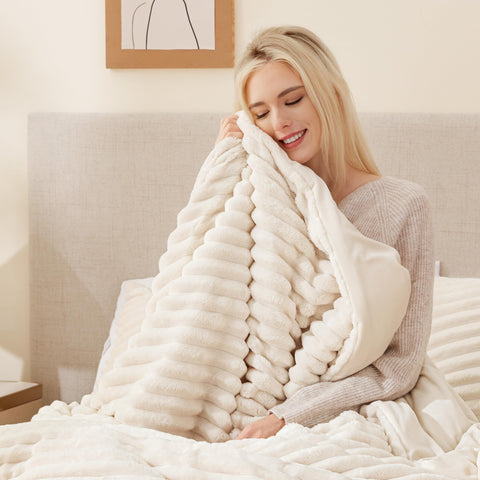 EXQ Home comforter on queen bed illustrating size coverage and neat drape