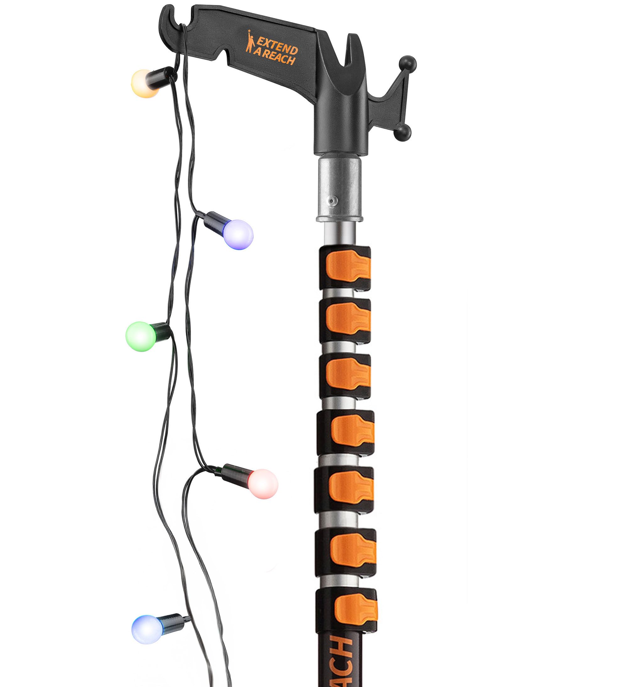 EXTEND-A-REACH front view showing pole and hook for safe outdoor decorating
