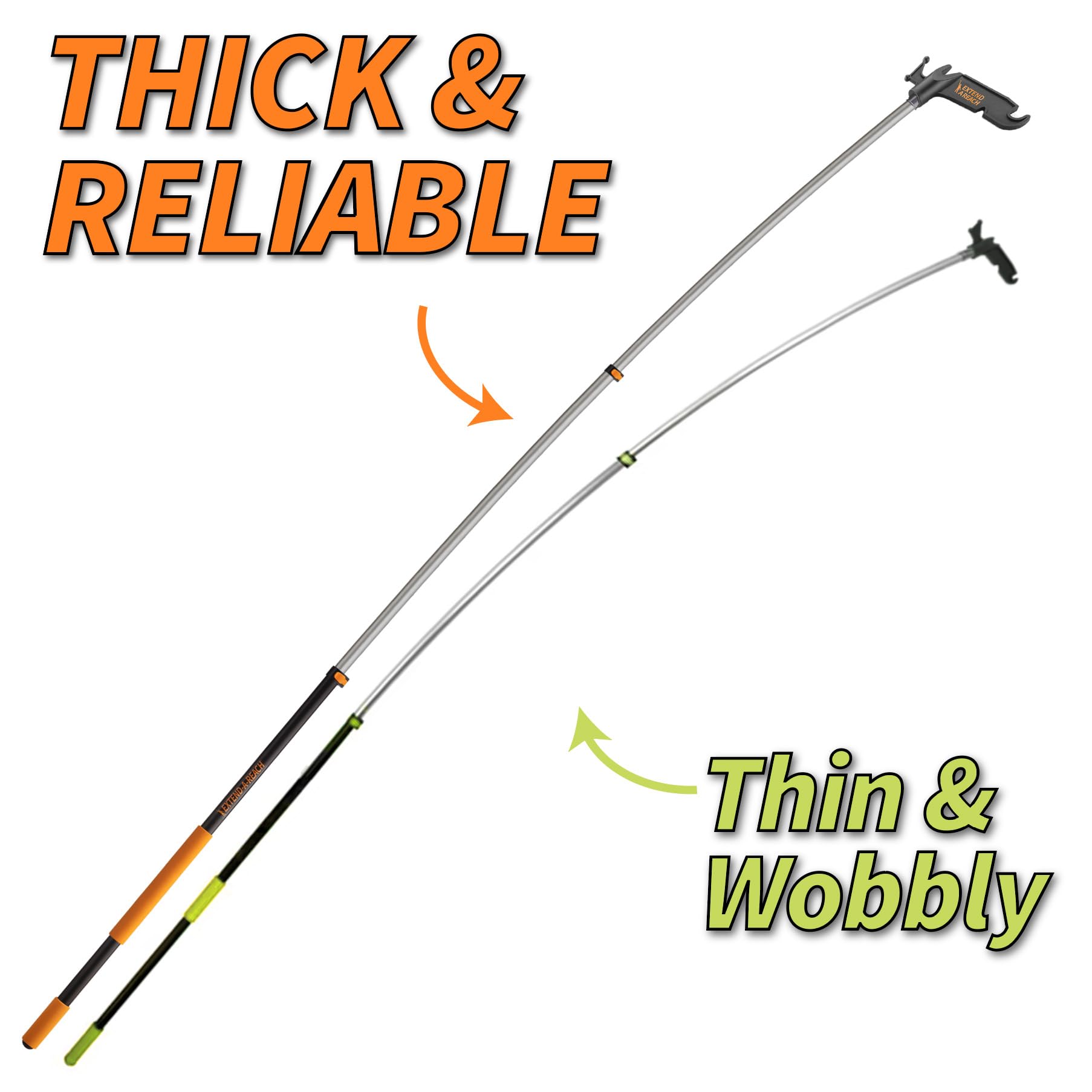 EXTEND-A-REACH quick-release thumb lever clasp detail enhancing fast length adjustments