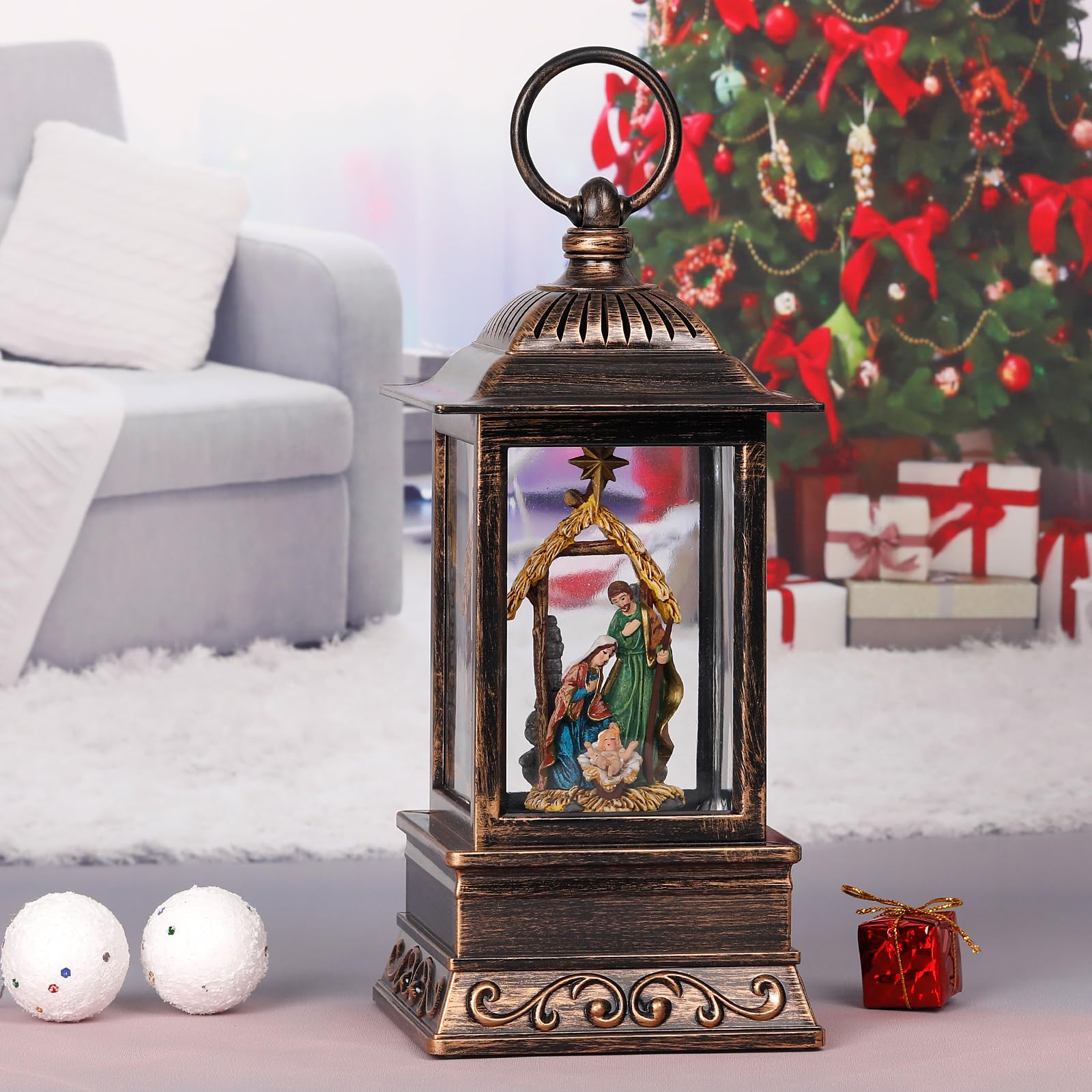 Base of Eyrosa lantern showing USB port and battery compartment for flexible power and timer control