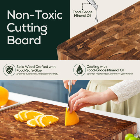 EZ FURNITURE close-up of end-grain pattern revealing knife-friendly surface benefit