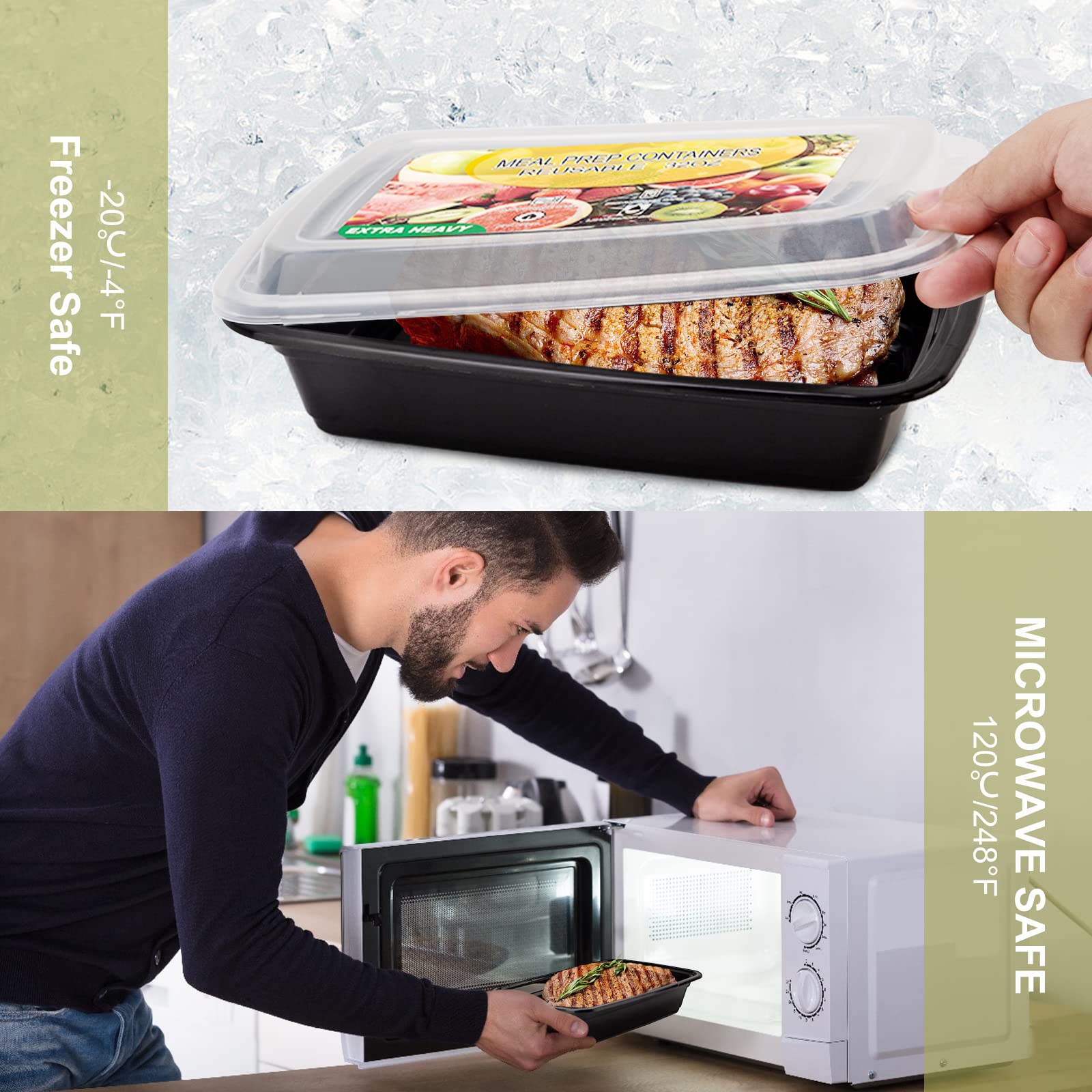 Ezalia stackable containers organized in fridge for space-saving storage