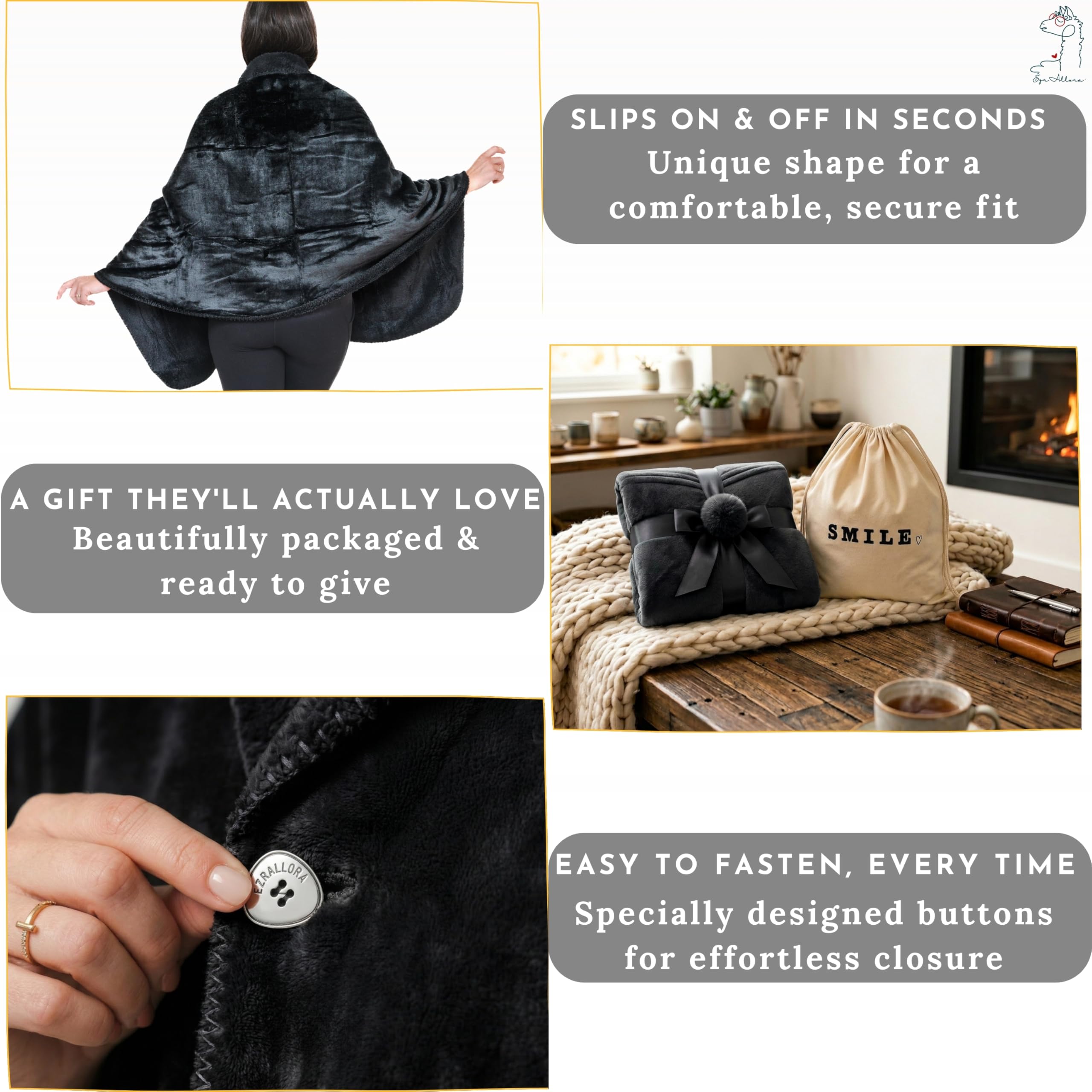 EzrAllora oversized button detail for easy fastening and secure fit