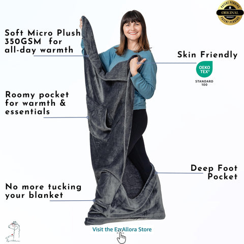 EzrAllora close-up of patented foot pocket showing depth and cozy retention benefit