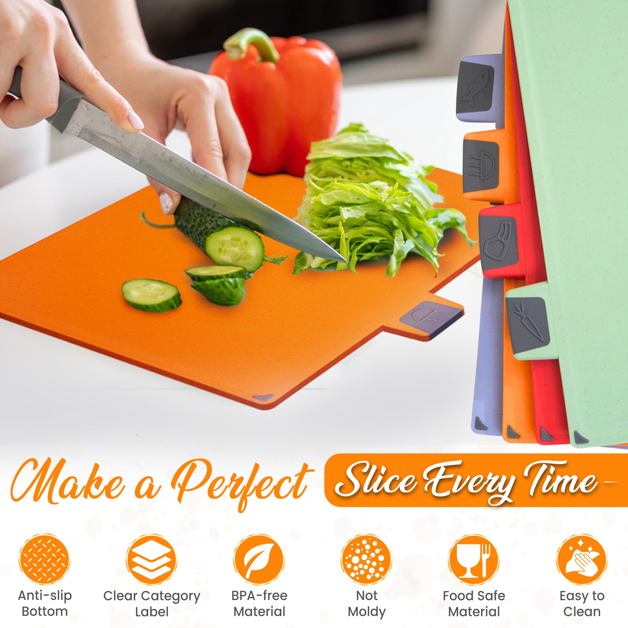 EZTICO cutting boards in use chopping vegetables for convenience