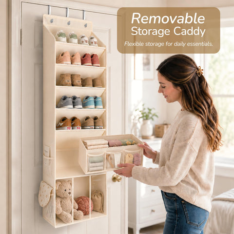EZVERY removable storage bin removed and used on tabletop for flexible organization
