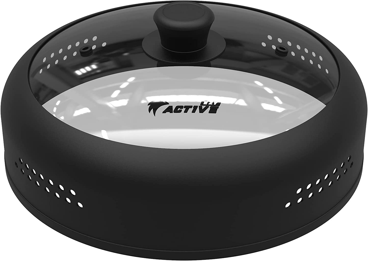 EZY ACTIVE glass top front view showing clean splatter protection benefit