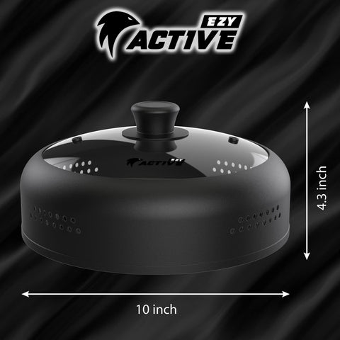 EZY ACTIVE cover in microwave on plate preventing splatters while reheating