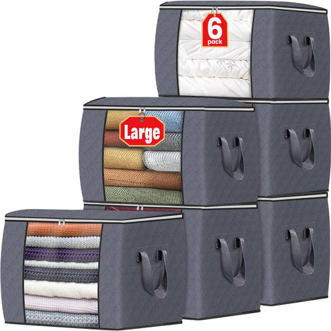 Fab totes front view packed with blankets showing neat storage benefit