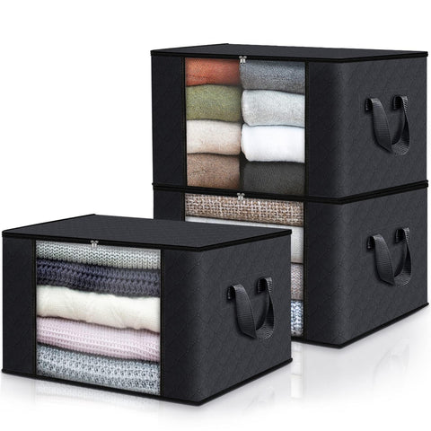 Fab totes front view packed showing neat, space-saving storage