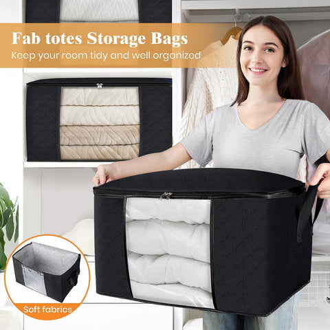 Fab totes size with blankets illustrating 17-gallon capacity