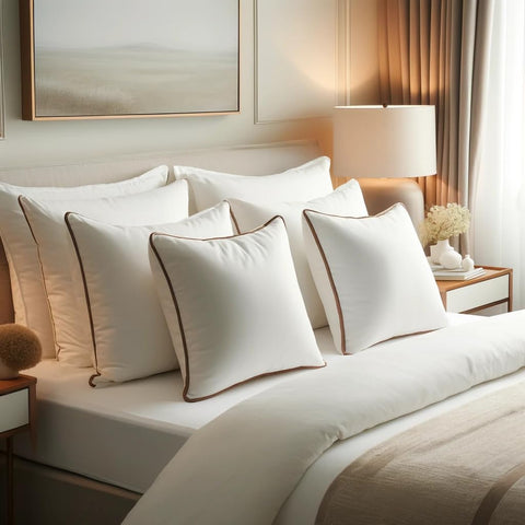 Fabornus pillows next to washing machine benefit: machine washable and easy care