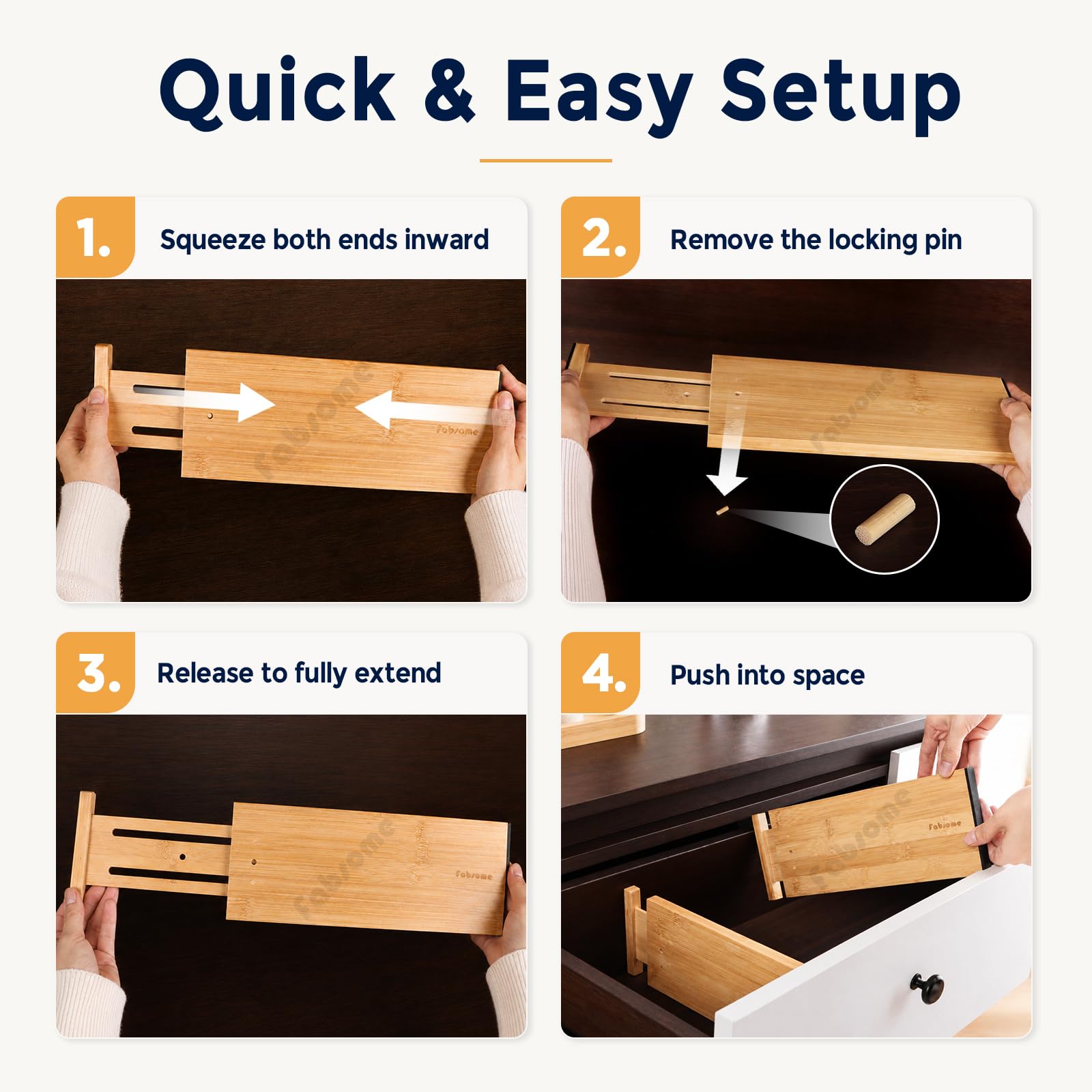 Fabsome hand installing divider tool-free demonstrating easy setup and stability