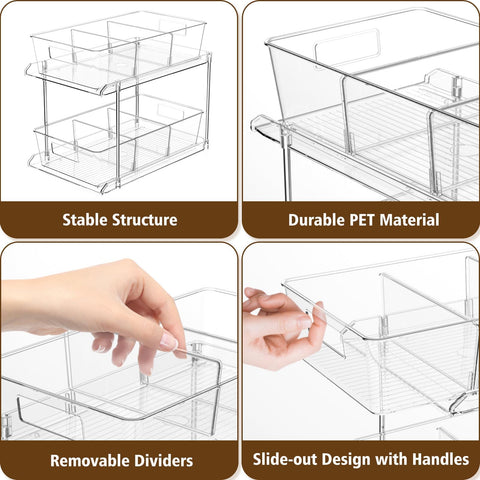 Fabspace installed under cabinet showing organized toiletries for quick visibility