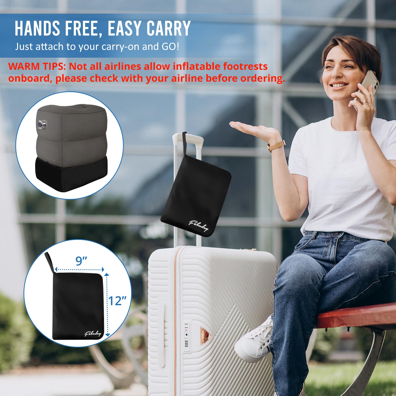 Fabuday in-flight setup between seats creating a sleep platform and leg support