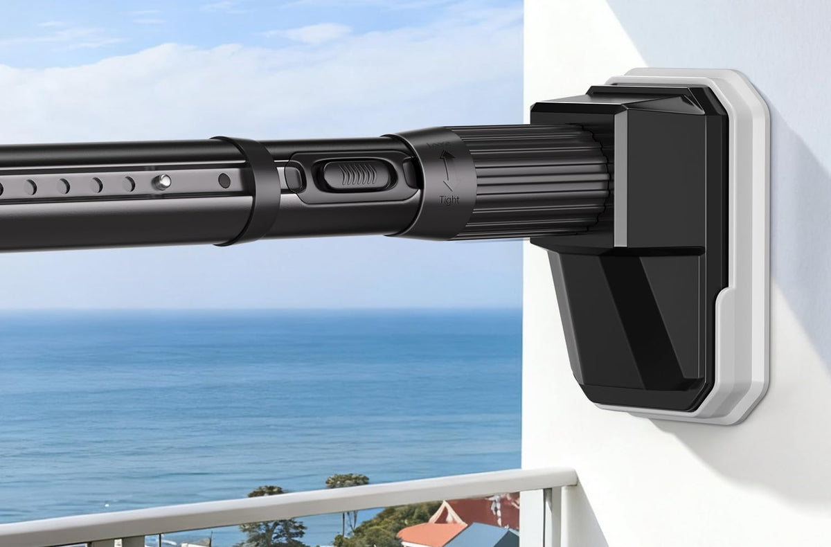 FADOTY front view of installed tension rod showing secure fit and convenience