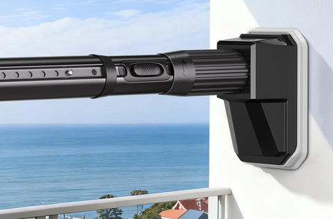 FADOTY front view of rod packaging showing adjustable length and no-drill benefit