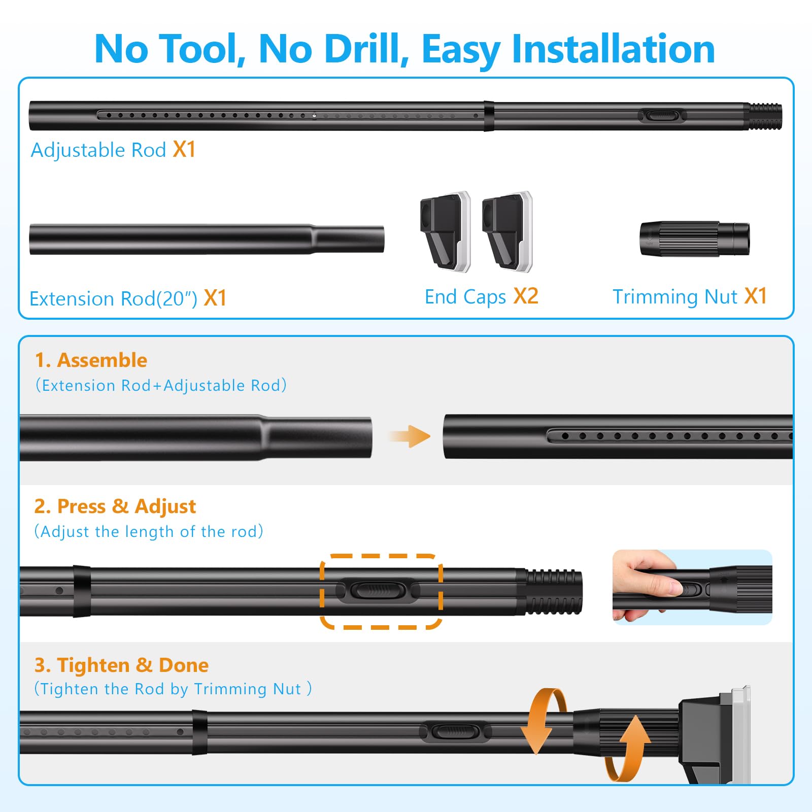 FADOTY beside measuring tape showing 41–88 inch adjustable span