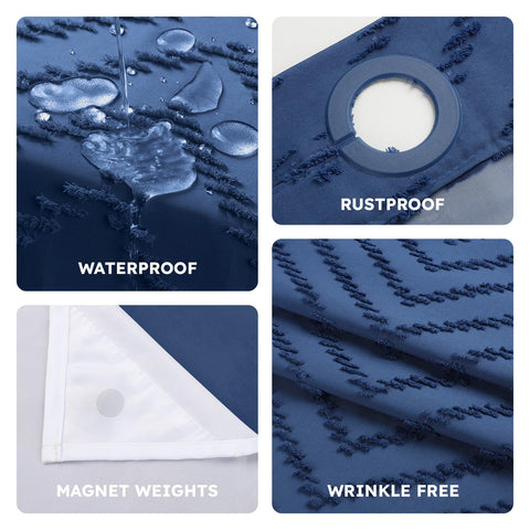 FADOTY curtain beside bathtub showing 71x74 size and practical coverage