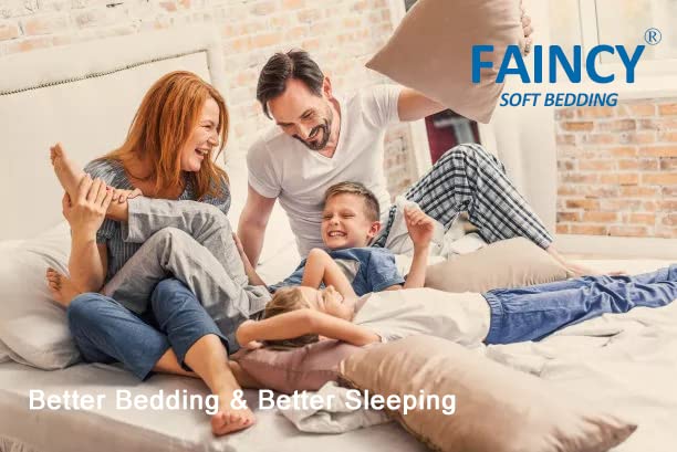 Faincy packaged comforter set with label showing ready-to-use bedding convenience