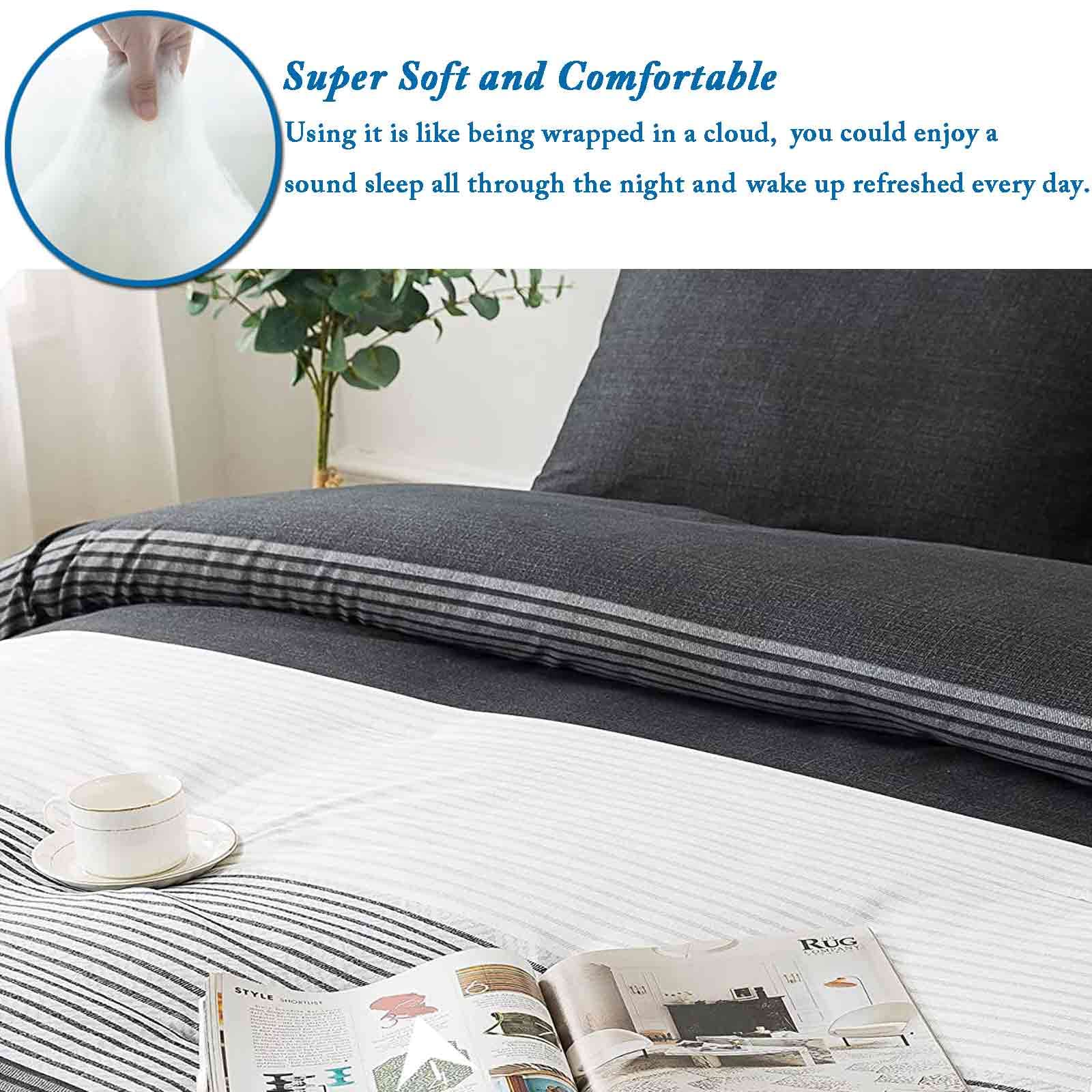 Faincy reversible view showing alternate stripe pattern for versatile bedroom looks