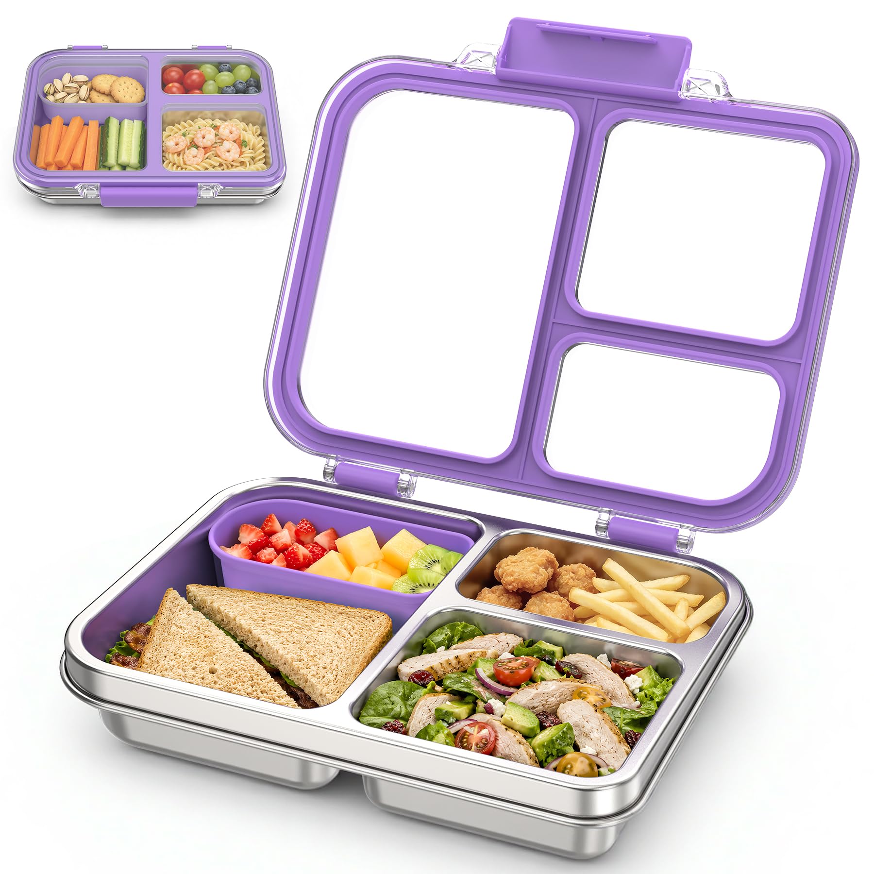 FAJSL front view purple bento box showing compact design and portability