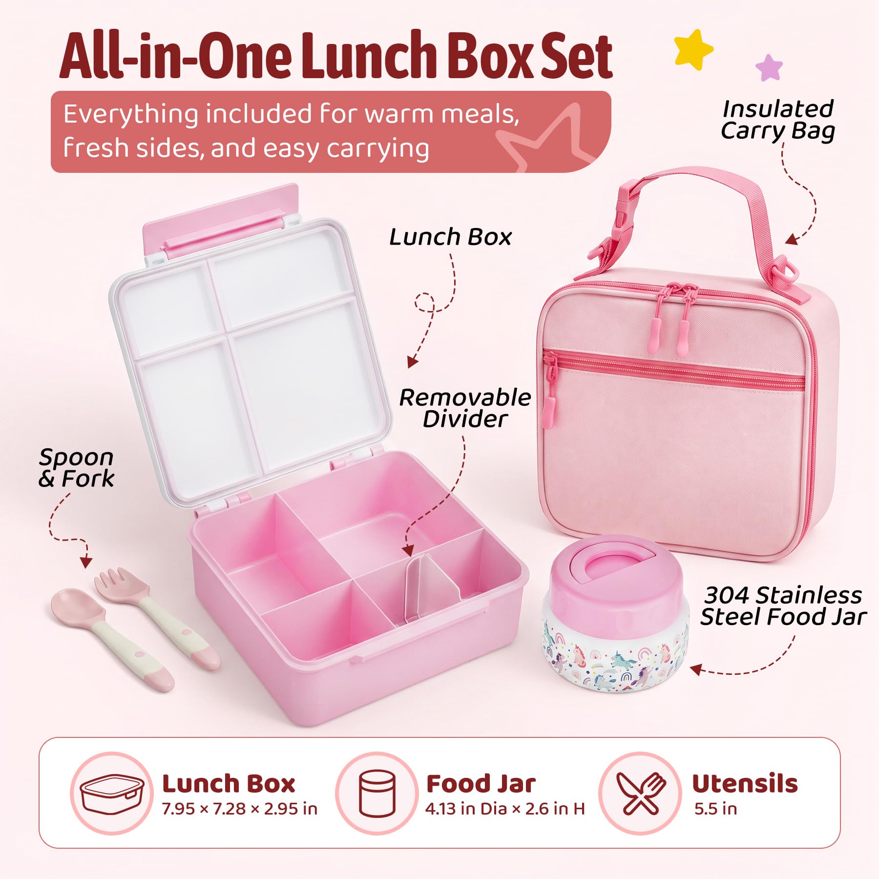 FAJSL bento box open view showing four compartments for portion control